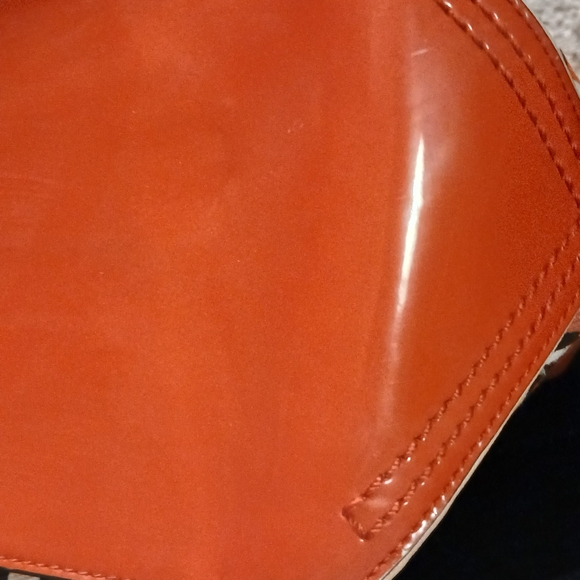 COACH Poppy Glam Scarf Print Floral Tote Bag Orange Patent Leather Hangtag Y2K - Picture 12 of 15